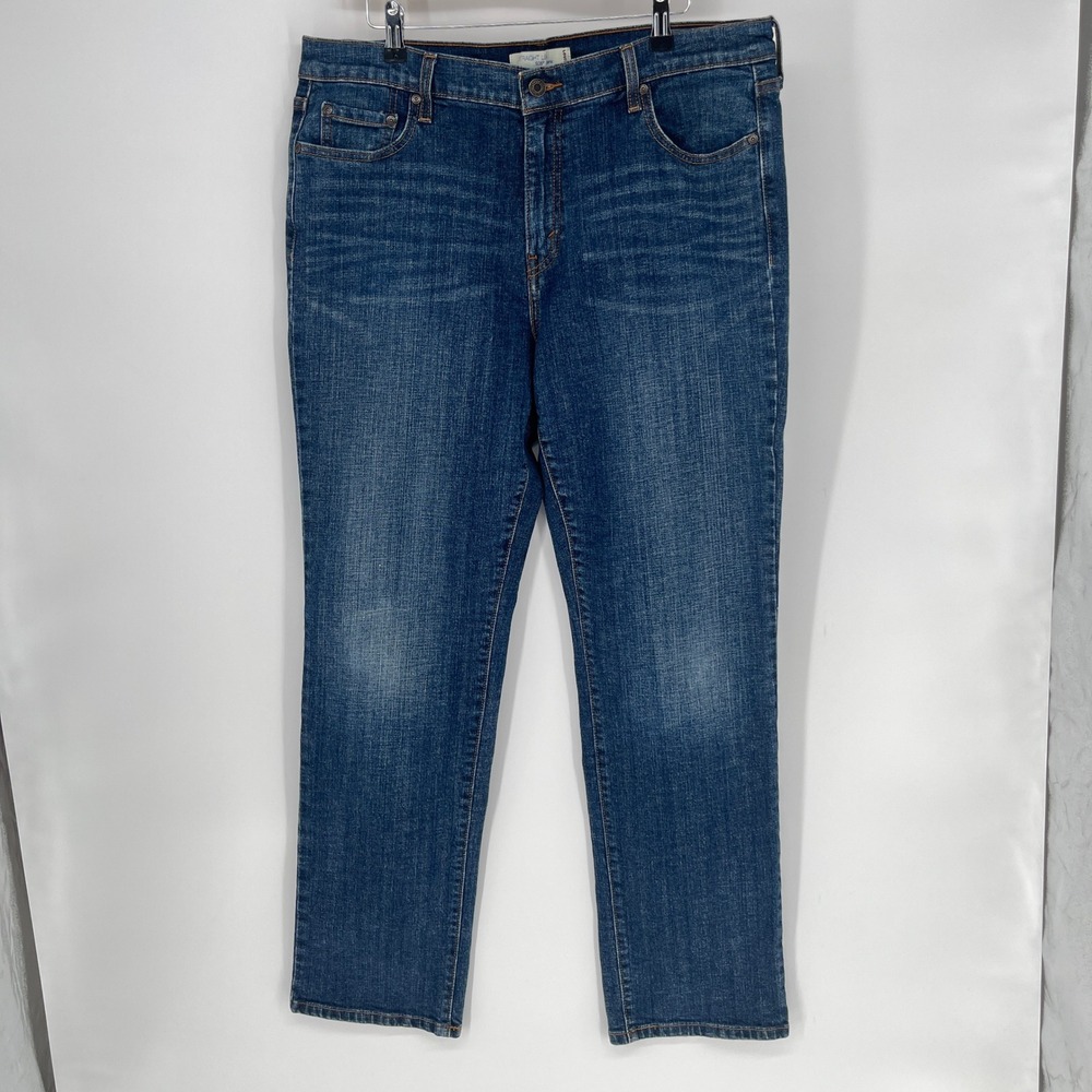 Levis 505 Straight Leg Jeans Womens 16 Medium Wash Blue Stretch Denim Pants